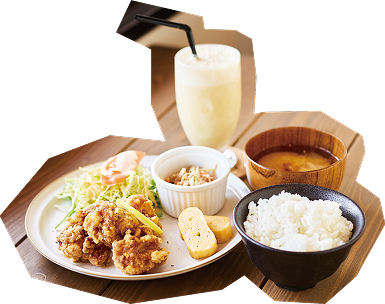 日替わりランチとミックスジュース