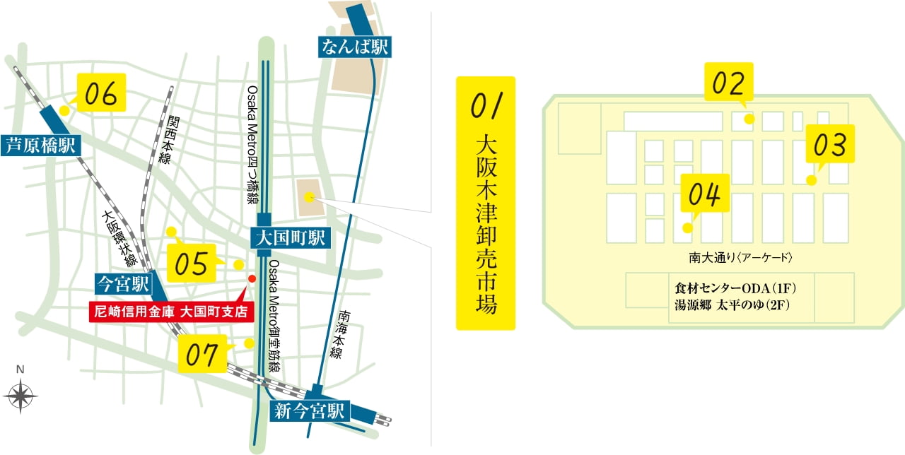 大阪木津卸売市場周辺地図