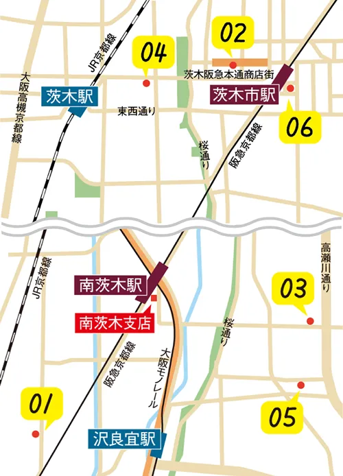 南茨木周辺地図