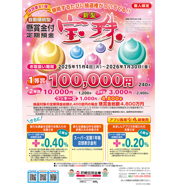 懸賞金付定期預金 新型宝珠 ポスター