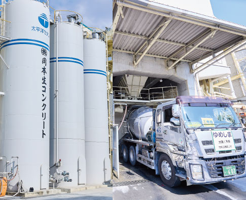 工場で練り混ぜた生コンクリートを90分以内に確実に現場へと納品