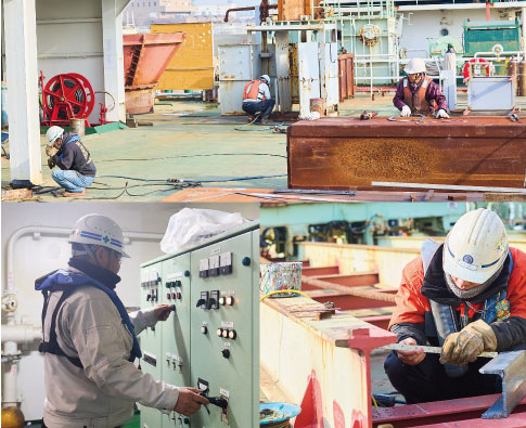 尼崎港で点検・整備を終え、出航体制を整える